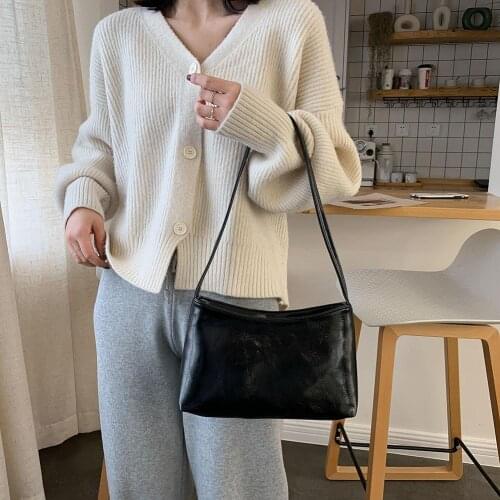Simple Solid Color Shoulder Bag Women Cross Body Bag Leather Retro Totes Bags Women Vintage Handbag Travel Handbag Tote