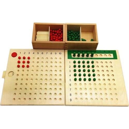 Early Wooden Montessori Materials Mathematics Teaching Toys Multiplication & Division Math Toy Beads Board Red Green Learning