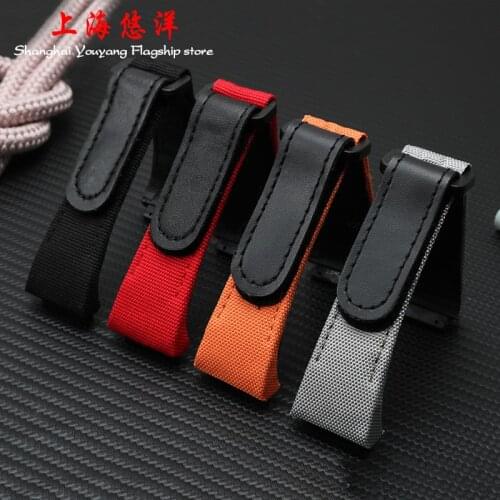 27MM Nylon Canvas Stitching Genuine Leather Watchband For RICHARD 7750 Accessory Man MILLE Watch Bracelet Wrist Sport