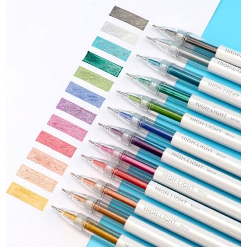 High quality 12pc 0.6mm Multicolour Ballpoint Gel Pens high Light Neutral Painting Drawing Pen Business Office school supplies