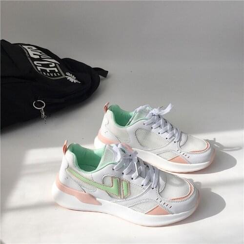 Mesh new Korean version of the thick-soled sports shoes womens casual shoes 2021 spring and autumn breathable and comfortable