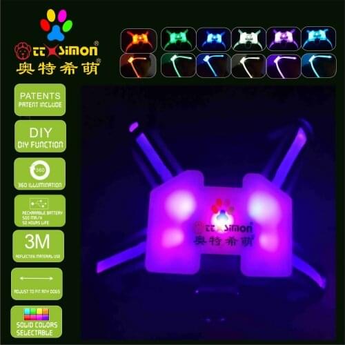 Harness dog 7 in 1 color Dog Harness Glowing USB Led Collar Puppy Lead Pets Vest