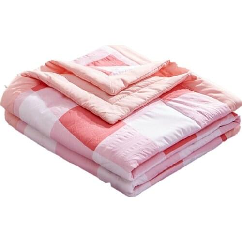 Air Condition Thin Stripe Summer Cool Quilt Single Double Breathable Sofa Office Bed Travel Quilts Throw Blanket