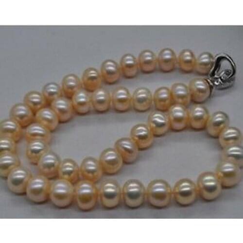AAA Gorgeous Natural Rainbow pink 9-10mm freshwater pearl Necklace 18"