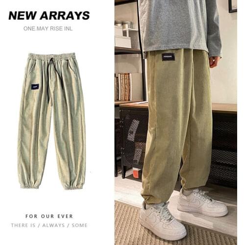 Corduroy Casual Pants For Mens Sports Loose All-match College Style Trousers Male Spring Autumn Four Seasons Harem Pants S-3XL