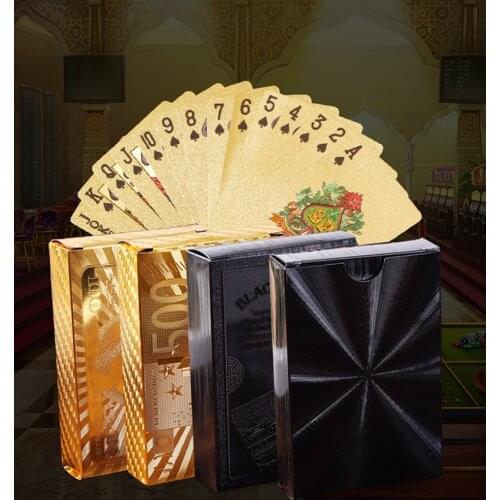 Waterproof Playing Card Tyrant Golden PVC Plastic Playing Card Gold Foil Plastic Deck Of Cards Poker Board Game Travel Games
