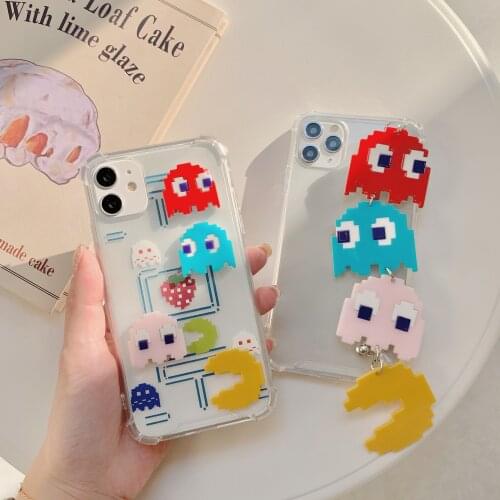 Japan 3D Cute Classic game over Wrist bracelet soft phone case for iphone 11 12 mini pro MAX XS XR 7 8 plus X Clear cover fundas