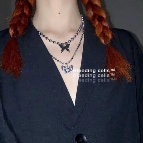 Butterfly Silver Punk Goth Personalized Necklace for Women Gothic Womens Neck Chain Chains and Necklaces Kpop Friends Fashion