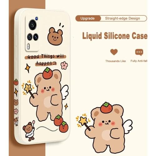 ASINA Liquid Silicone Case For VIVO X50 60 30 Pro Cover Cartoon Bumper Straight Edge Cases For Vivo Z5X Z1Pro iQOO Neo Y17 V17