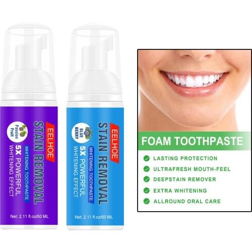 New 60mL Tooth Toothpaste Teeth Whitening Mousse Foam Cleaning Mouth Wash Stain Removal Toothpaste Whitening Toothpaste Mousse