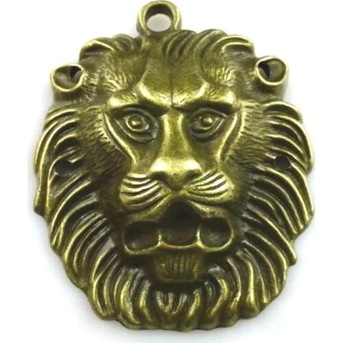 1pc 54*45*13mm Charm Animal Lion Antique Bronze Color Charms Pendant For Jewelry Making 10284