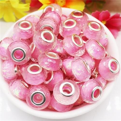 10Pcs/Lot Wholesale Large Hole Resin Acrylic Murano Charms European Spacer Beads for Women Bracelet Necklace Jewelry Making DIY