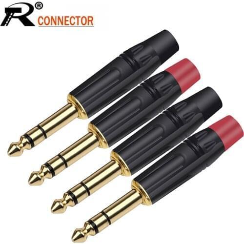 10PCS Stereo 6.35MM Jack 6.3MM Male Plug Soldering Wire Connector 1/4 Inch Stereo Microphone Plug Jack Connector