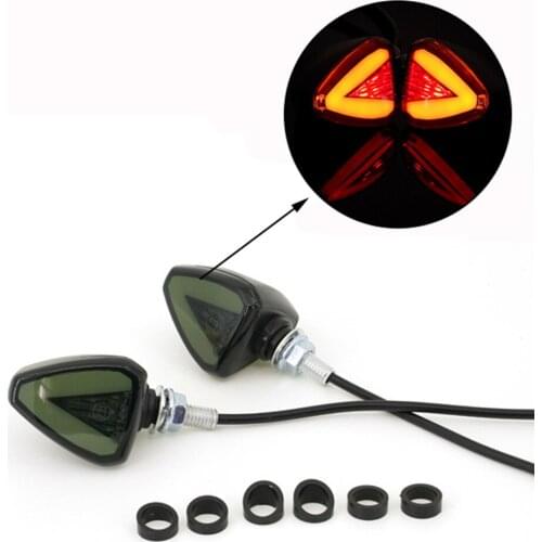 2/4Pcs Motorcycle Turn Signal Light Brake Lamp Flowing Water Lighting Amber Light LED Flicker Bendable Tail Indicator Flasher