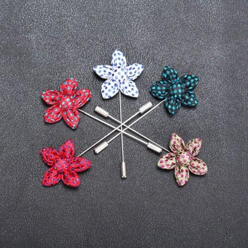 20 pcs/lot , Polkadot Fabric Flower Lapel Pin. Wedding Lapel Flower