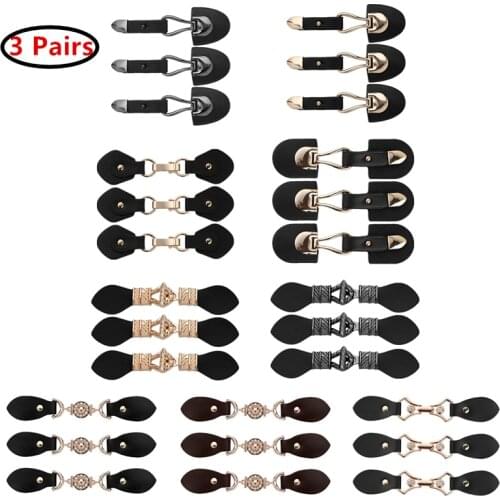 3 Pairs PU Leather Clip Buttons Wrap Shawl Holder Buckle Clasp Non-Slip Locking for Poncho Cape Cardigan Clothing Accessories