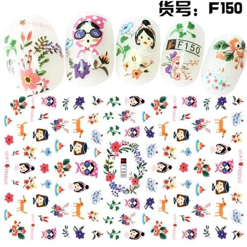 5 sheets Mixed design thin adhesive beauty nail decals Nail Art decorations Stickers nail supplies tool F150-154