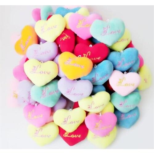 50Pc/Lot 9cm Heart Shape Plush Keychain Toys,Woman Bag Pendant Lovers Valentines Day Gifts