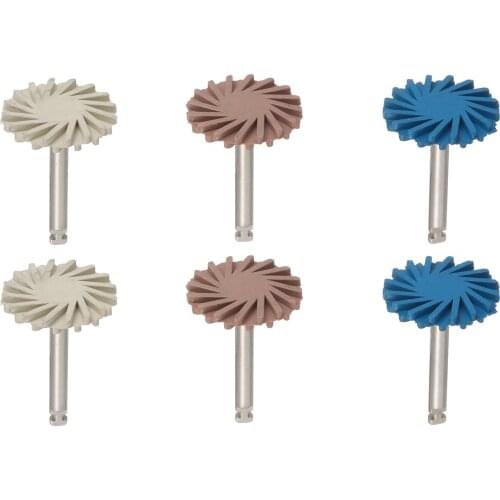 6pcs/box Dental Composite Resin Polishing Disc Kit Spiral Flex Brush Burs Diamond System RA 14mm wheel
