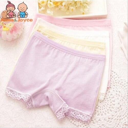 6 Pcs/Lot Cotton Lace Pants Children Underwear Girls Safety Candy Color Solid Four Shorts ATNN0070