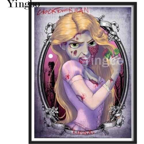 Diamond Embroidery Horror Girl Rose DIY Cross Stitch Diamond Painting Rhinestones Full Drill Square Diamond Mosaic Halloween