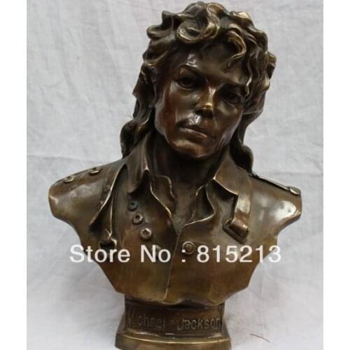Bi00615 15" Chinese Bronze USA Michael Jackson Musician Head Bust Sculpture Statue