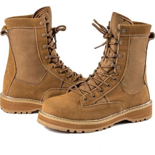 Outdoor Hiking Training Shoes Army Fans Tactical Boots High Top Leather Canvas Non-slip Breathable Desert Combat Military Boots