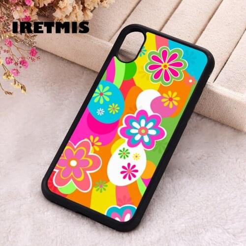 Iretmis 5 5S SE 2020 Phone Cover Case for iPhone 6 6S 7 8 Plus X Xs XR 11 12 Mini Pro Max Colorful Flower Groovy Aesthetic