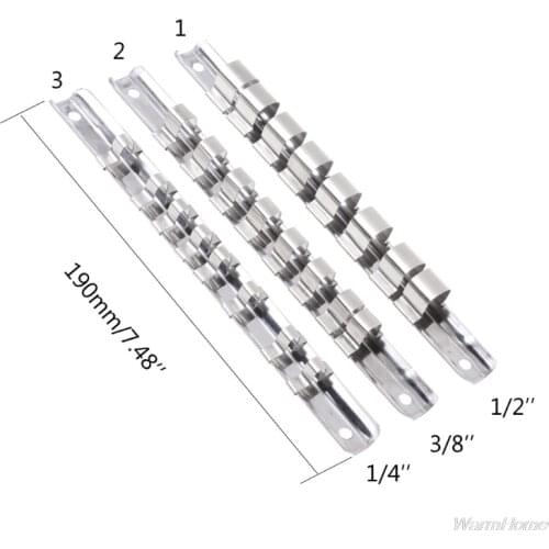 Socket Rack Holder 1/4" 3/8" 1/2" with 8 Clips On Rail Tool Organizer Storage J11 21 Dropshipping