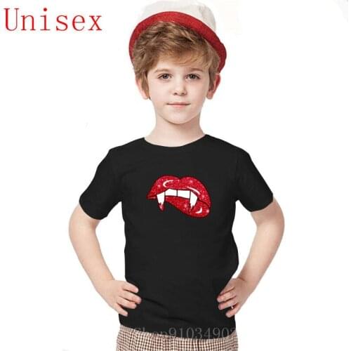 Fashion Brands Vampire Red Glitter Lips Mouth children clothes boys kids clothes girls 8 to 12 Quality shirts for teenage girls