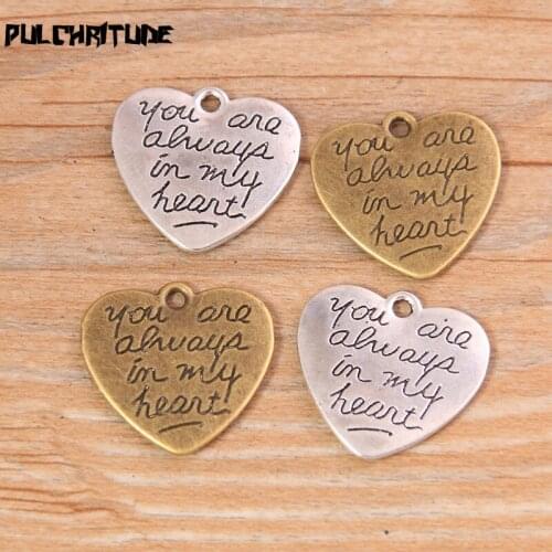 6pcs 20*21mm Two Color Metal Zinc Alloy Double Sided Letter Charms Fit Jewelry Medical Plant Pendant Makings