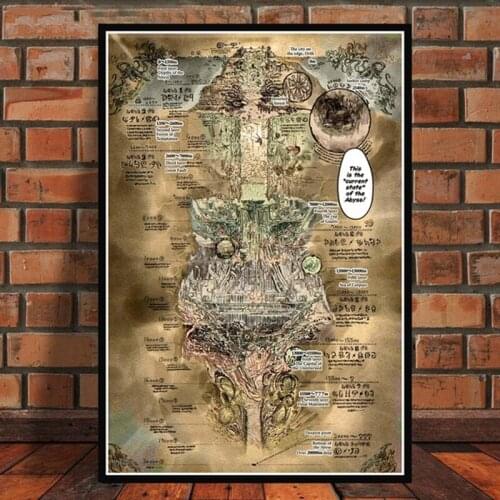 Canvas Painting Posters And Prints Made In Abyss Map Anime Movie Wall Art Picture Vintage Poster Decorative Home Decor Cuadros