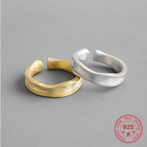 Unique 925 Sterling Silver Ring With Irregular Concave And Convex Surface Matte DrawLine Fashion And Simple Personality Jewelry