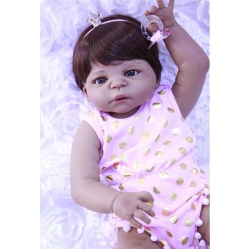 Dollmai Adorable 57CM Reborn Doll Handmade Full Silicone Bebe Reborn girl boy Doll Boneca In Cute Clothes baby dolls