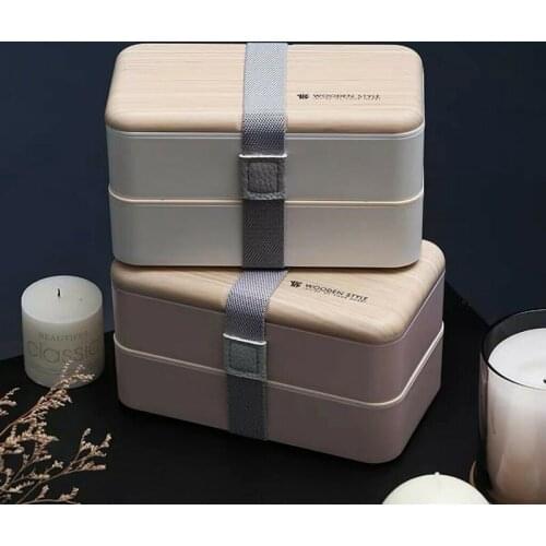 Large Capacity Microwaveable Lunch Box 2 Layer Spoon Dinnerware Bento Box Food Storage Container