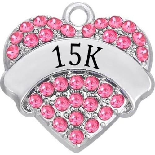 Marathon 15k Heart Tags Charm Marathon Distance 15K Sign Jewelry
