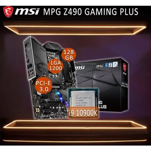 MSI MPG Z490 GAMING PLUS Motherboard With Intel Core i9 10900K Motherboard Combo DDR4 128GB PCI-E 3.0 Intel Z490 Placa-mãe New