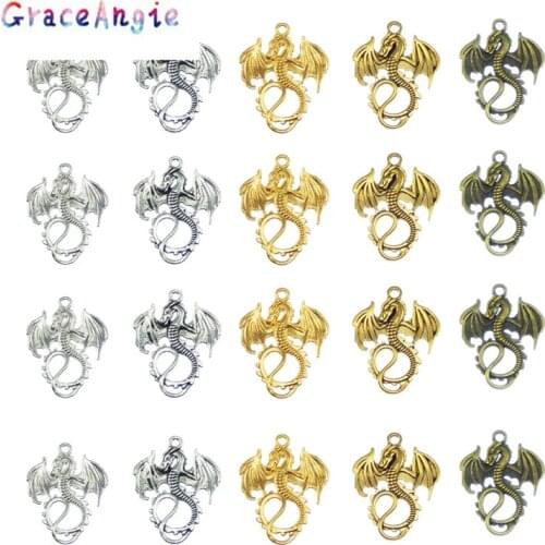 Mix Mini Charms Jewelry color gold bronze Zinc Alloy Dragon Charms Pendants for Jewelry Making DIY Handmade Craft Hanger Dec