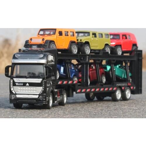 1:48 Alloy Pull Back Double-layer Transport Vehicle Model,simulated Sound and Light ,childrens Educational Toys