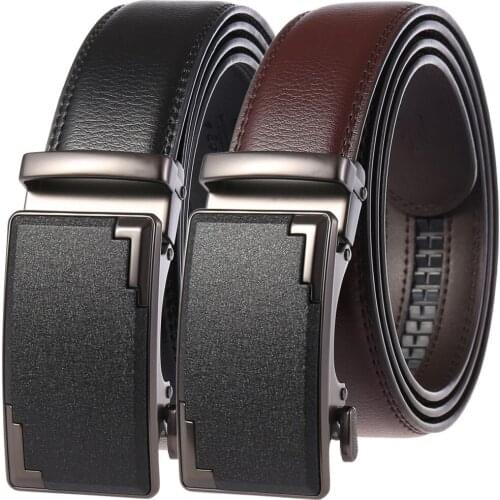 New style automatic buckle belt mens two-layer cowhide gentleman artistic elegance