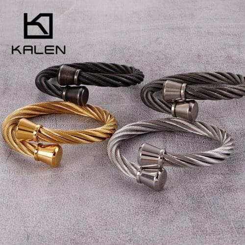 KALEN New 4 Colors Stainless Steel Bangle Bracelets For Men Vintage Wrench Cuff Hip Hop Male Bracelet Jewelry Party Gifts