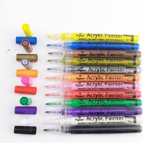 12 15 18 24 28 Colors Set Acrylic Paint Marker pen for Ceramic Rock Glass Porcelain Mug Wood Canvas Painting art supplies