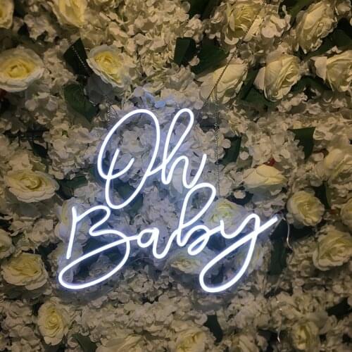 Neon Sign Light Oh Baby baby Sshower Decorations Party Wedding Birthday Room Wall Decor Gender Reveal Diy Decoração Led Custom