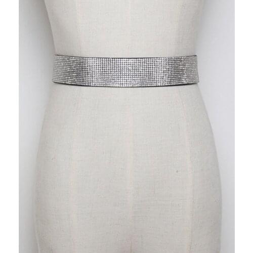 New 2021 Women Fashion 2 Size Full Rhinestone Shiny Waistband Casual Party Dress Belt Chain Adjustable Crystal belt for women