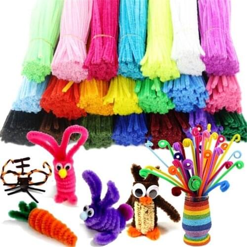 New 50/100pcs Montessori Material Chenille with Accessories Crafts for Kids handmade art Colorful Pipe Cleaner DIY Education Toy