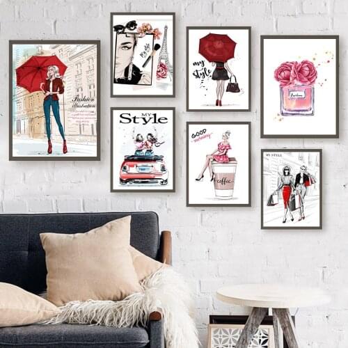 Perfume Fashion Book Coffee My Style Girl Nordic Posters And Prints Wall Art Canvas Painting Wall Pictures For Living Room Decor