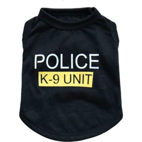 Police Suit Cosplay Dog Clothes Black Elastic Vest Puppy T-Shirt Coat Accessories Apparel Costumes Pet Clothes for Dogs Cats