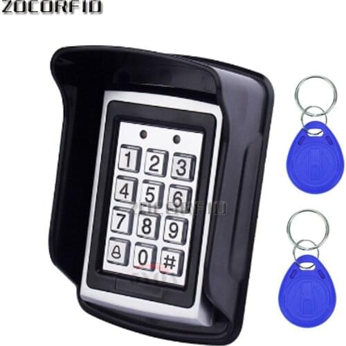 RFID Metal Access Control EM Card Reader Keypad with 5 EM4100 keyfobs waterproof protecter cover For Door Access Control System