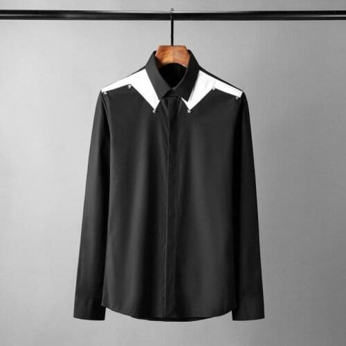 Minglu Mens Shirts Luxury Contrast Color Long Sleeve Casual Mens Dress Shirts Plus Size 4xl Fashion Slim Fit Man Shirts