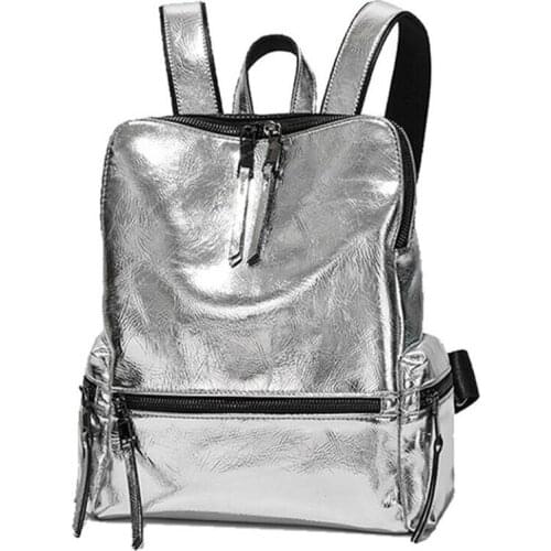 Silver Womens Backpack 2021 Fashion School Bag for Teenage Girls Back Pack Silver Glitter Bag Large Backpack Leather Backpacks